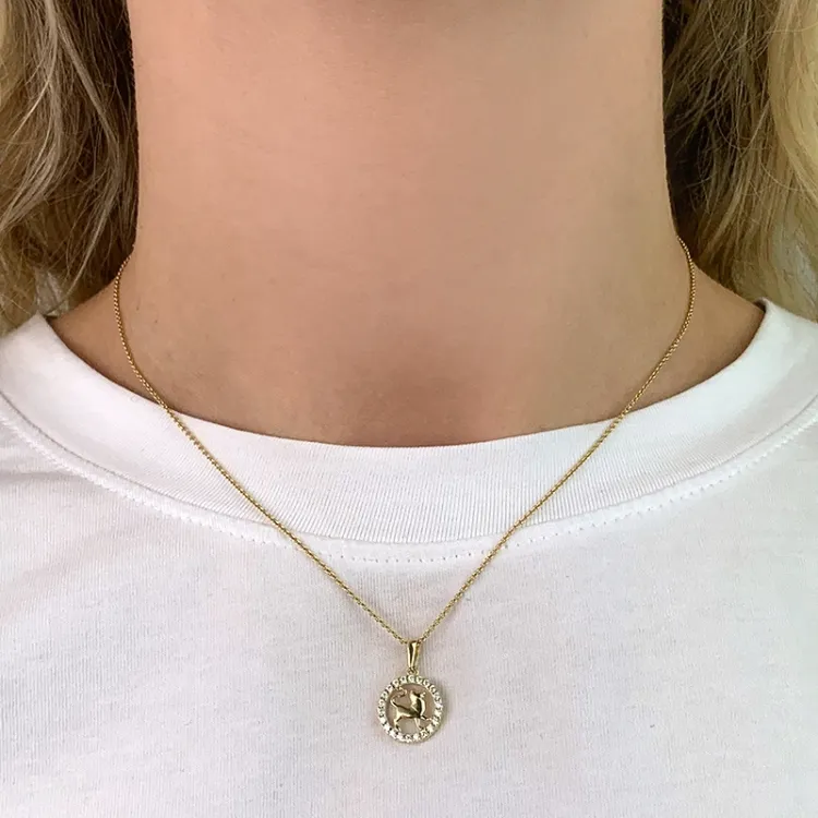 tähtikuvio leijona zirkoni riipus  8 karaatin kultaa - Gold Collection