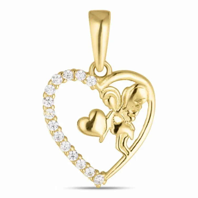 sydän enkeli zirkoni riipus  8 karaatin kultaa - Gold Collection