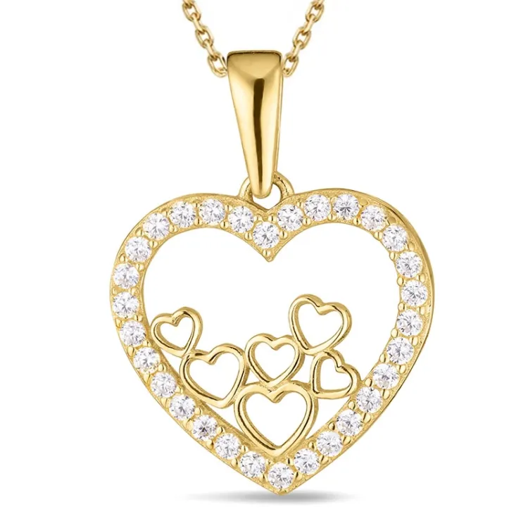 sydän kaulaketju kullattua hopeaa riipus 8 karaatin kultaa - Gold Collection