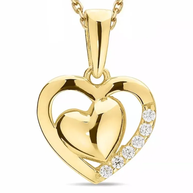 sydän zirkoni kaulaketju kullattua hopeaa riipus 8 karaatin kultaa - Gold Collection