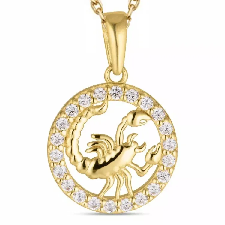 tähtikuvio skorpioni zirkoni kaulaketju kullattua hopeaa riipus 8 karaatin kultaa - Gold Collection