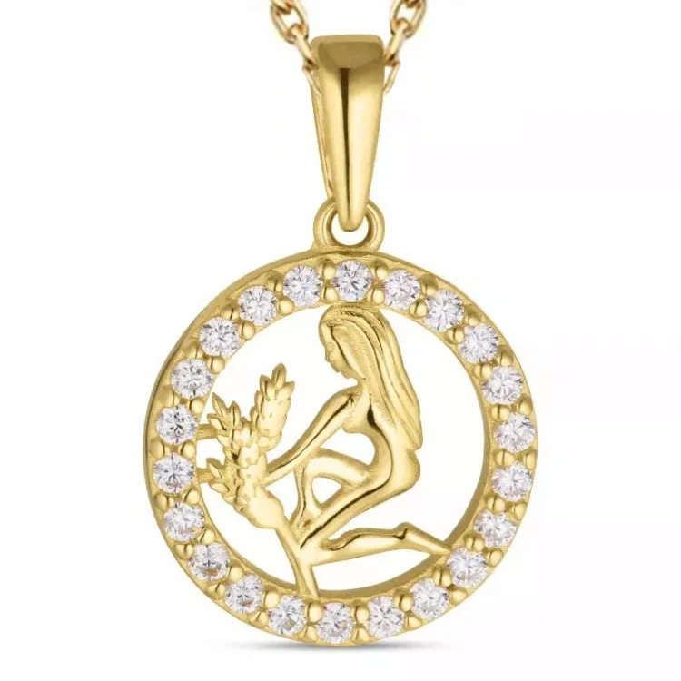 tähtikuvio neitsyt zirkoni kaulaketju kullattua hopeaa riipus 8 karaatin kultaa - Gold Collection