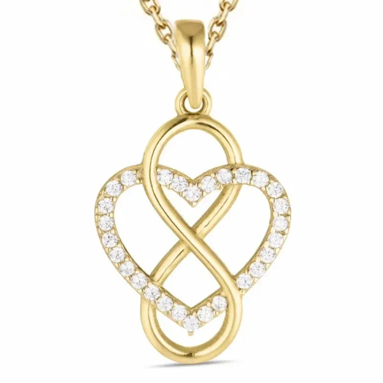 sydän ääretön-merkki zirkoni kaulaketju kullattua hopeaa riipus 8 karaatin kultaa - Gold Collection