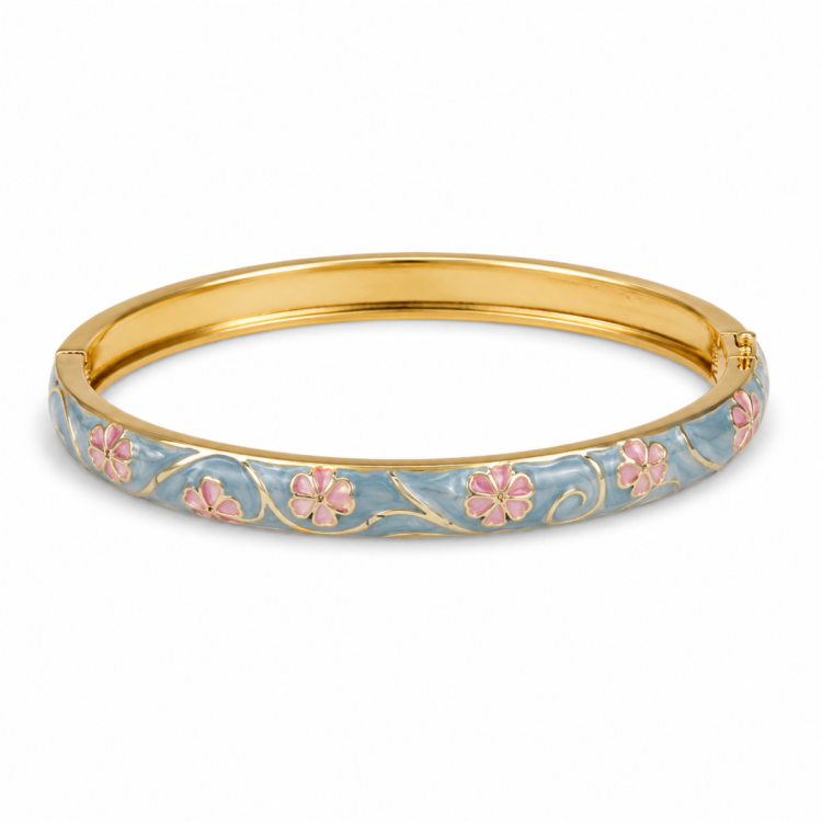vedenkestävät kukka sininen bangle kullattu teräs - OCEANA