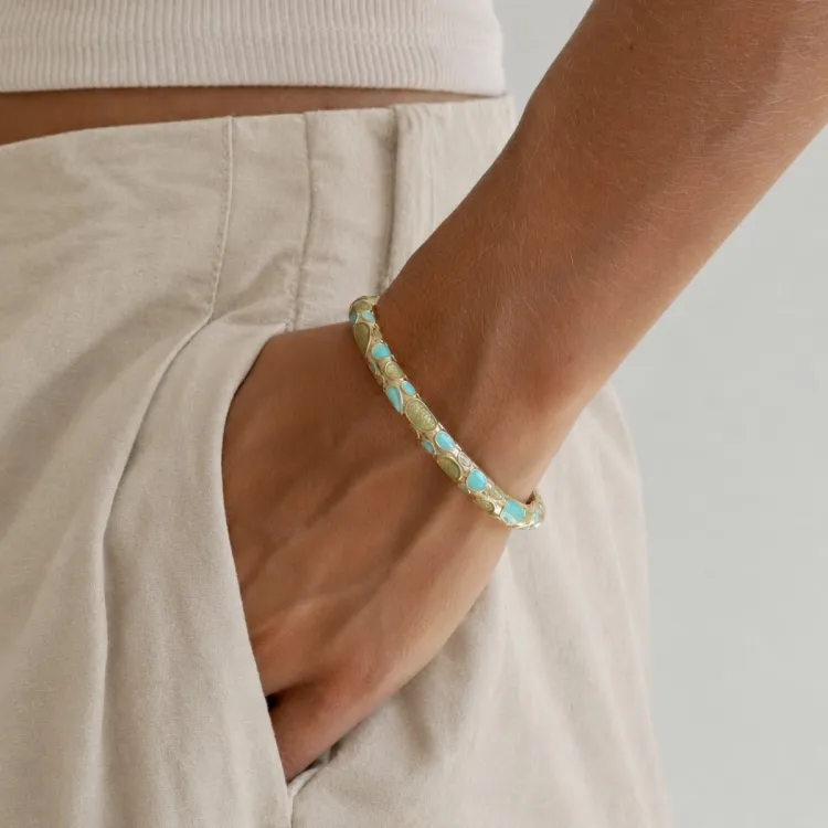 vedenkestävät vihreä bangle kullattu teräs - OCEANA