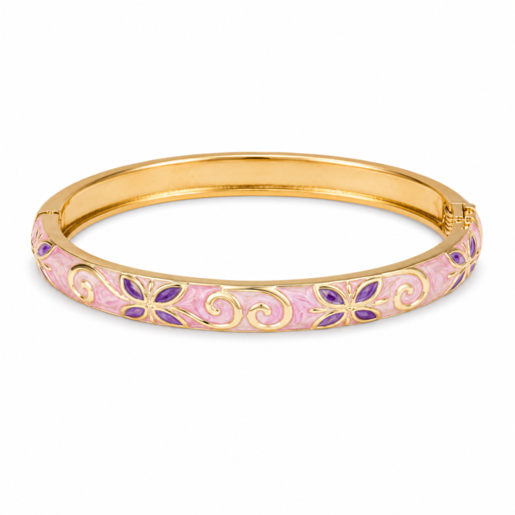 vedenkestävät kukka vaaleanpunainen bangle kullattu teräs - OCEANA