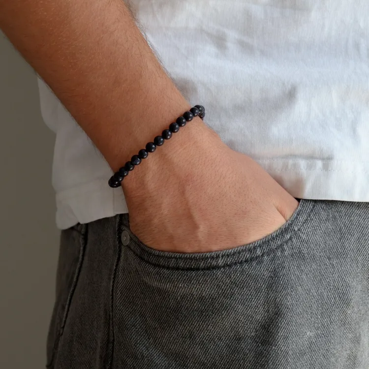 sininen kultakivi rannekoru nylon säädettävällä nyörillä