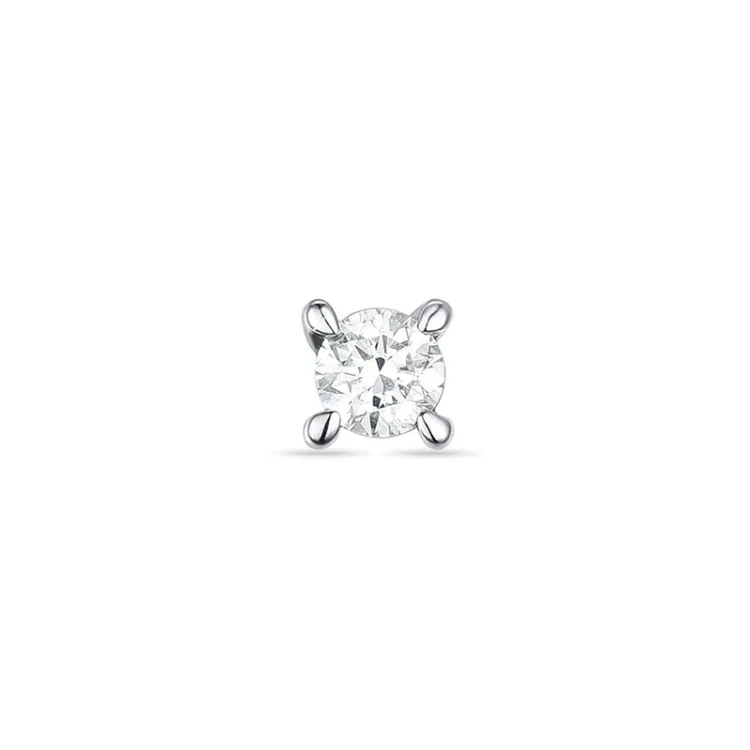 1 x 0,03 ct solitaire-nappikorvakorut 14 karaatin valkokultaa kanssa timantti 