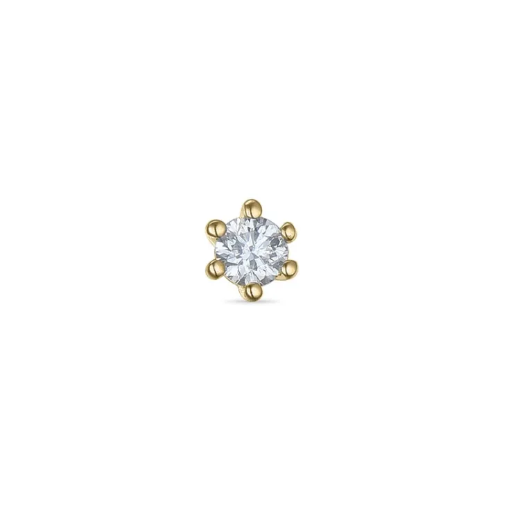 1 x 0,04 ct solitaire-nappikorvakorut 14 karaatin kultaa kanssa timantti 