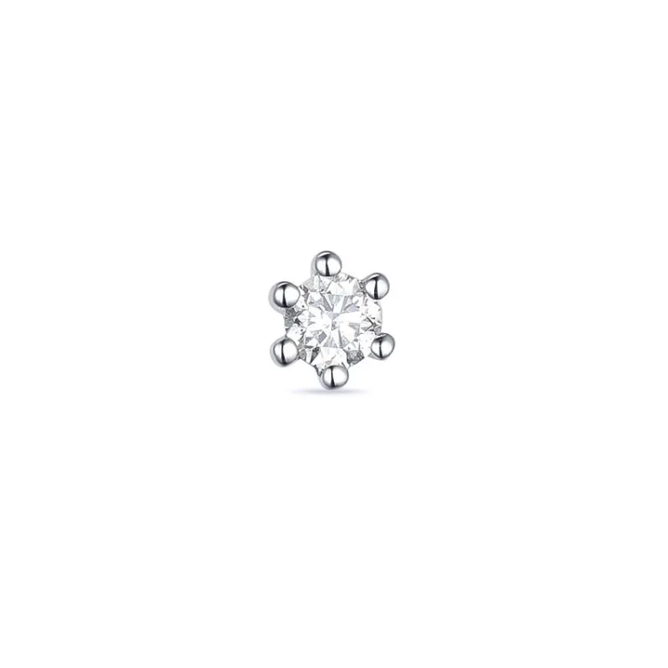 1 x 0,05 ct solitaire-nappikorvakorut 14 karaatin valkokultaa kanssa timantti 