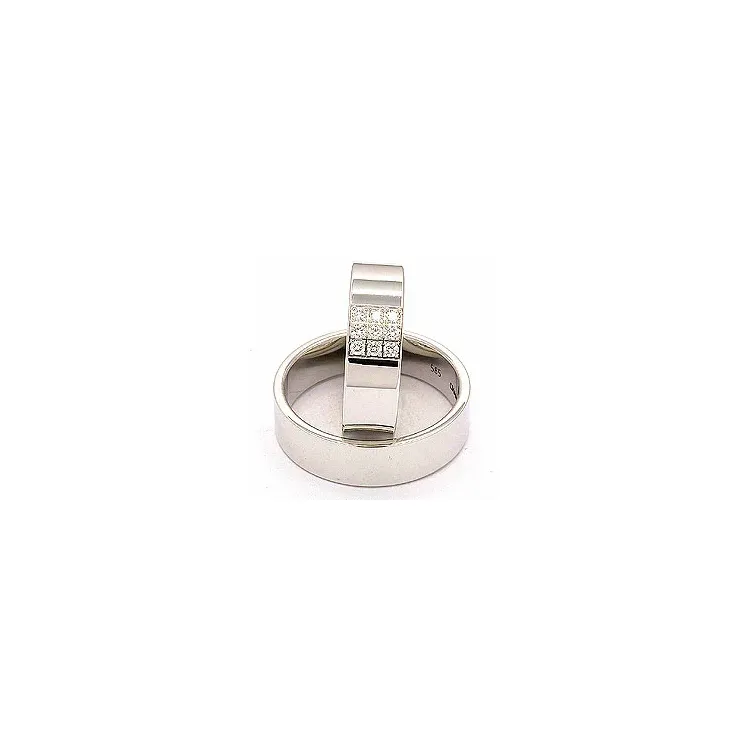 vihkisormusta 14 karaatin valkokultaa 9 x 0,149 ct - setit