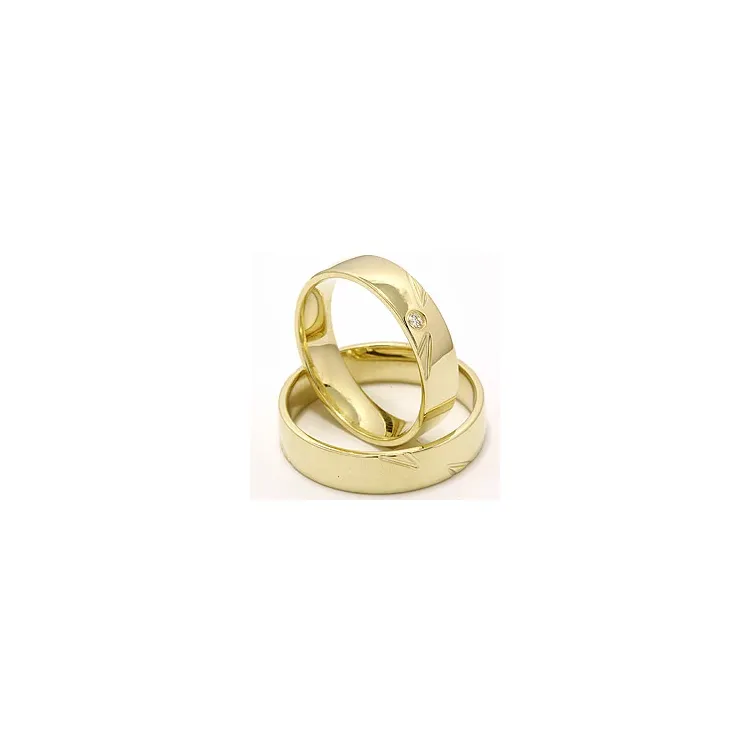 Elegantti vihkisormusta 14 karaatin kultaa 0,025 ct - setit