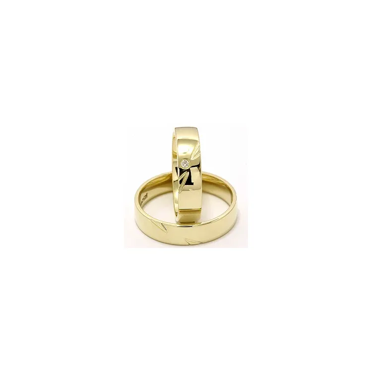 Elegantti vihkisormusta 14 karaatin kultaa 0,025 ct - setit