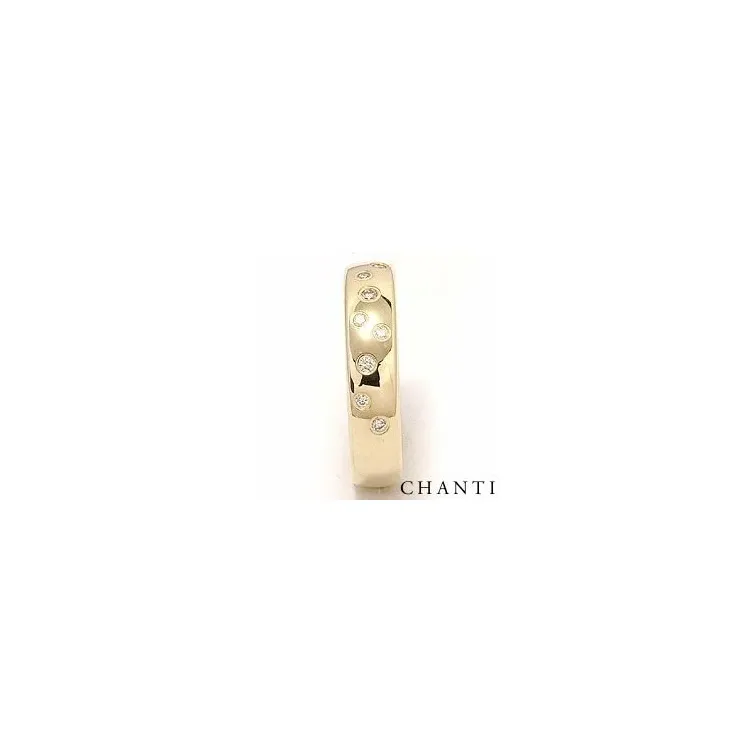 Leveä tähtipöly vihkisormus 14 karaatin kultaa 0,126 ct