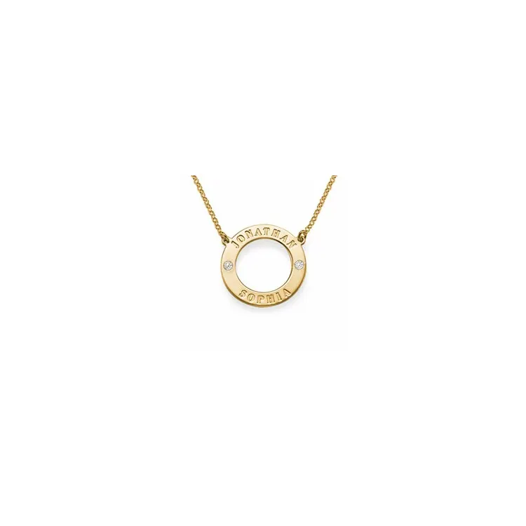 Nimikaulaketjut riipus kullattu hopea pinta 2 viistehiottua swarovski kristallia