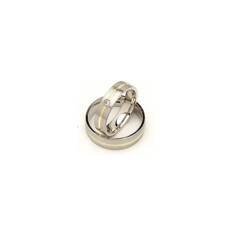 Vihkisormusta hopea ja 14 karaatin kulta 0,040 ct