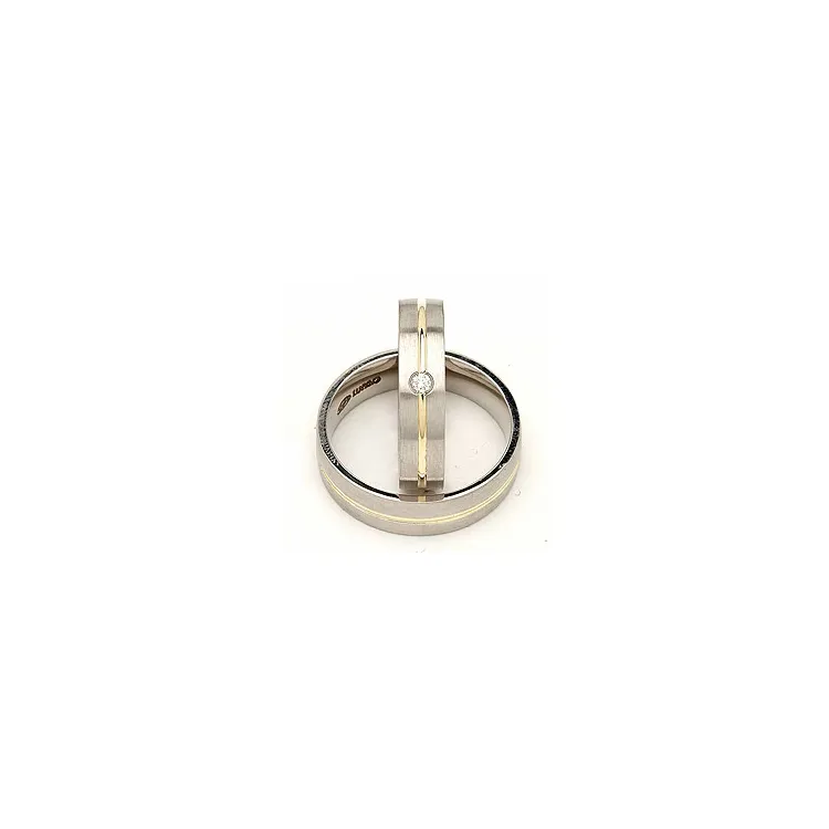 Vihkisormusta hopea ja 14 karaatin kulta 0,040 ct