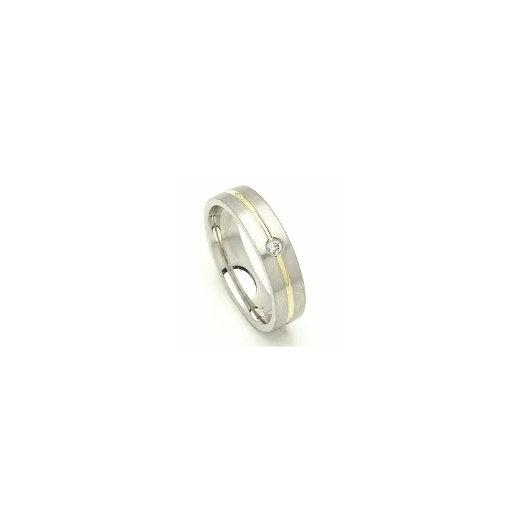Vihkisormus hopea ja 14 karaatin kulta 0,040 ct