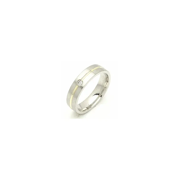 Vihkisormus hopea ja 14 karaatin kulta 0,040 ct