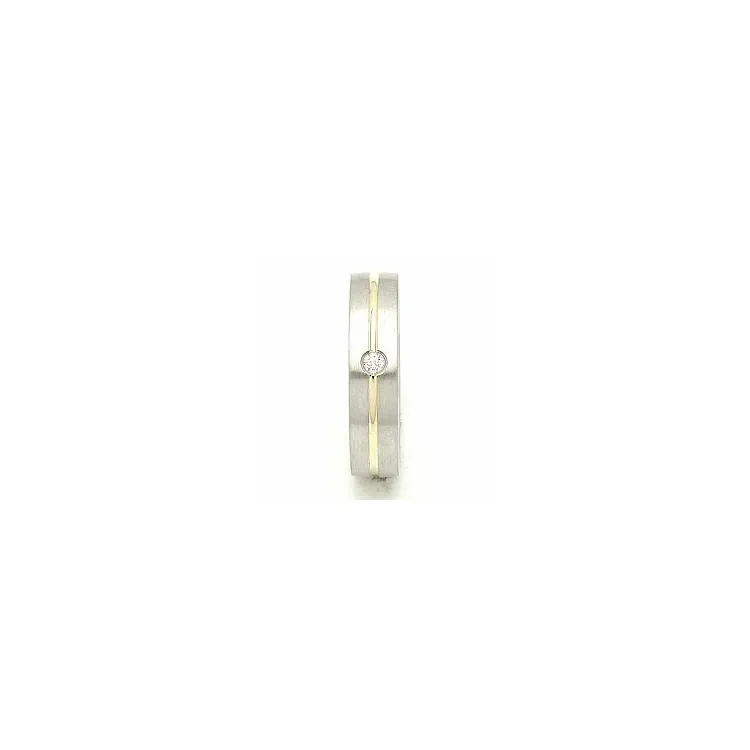 Vihkisormus hopea ja 14 karaatin kulta 0,040 ct