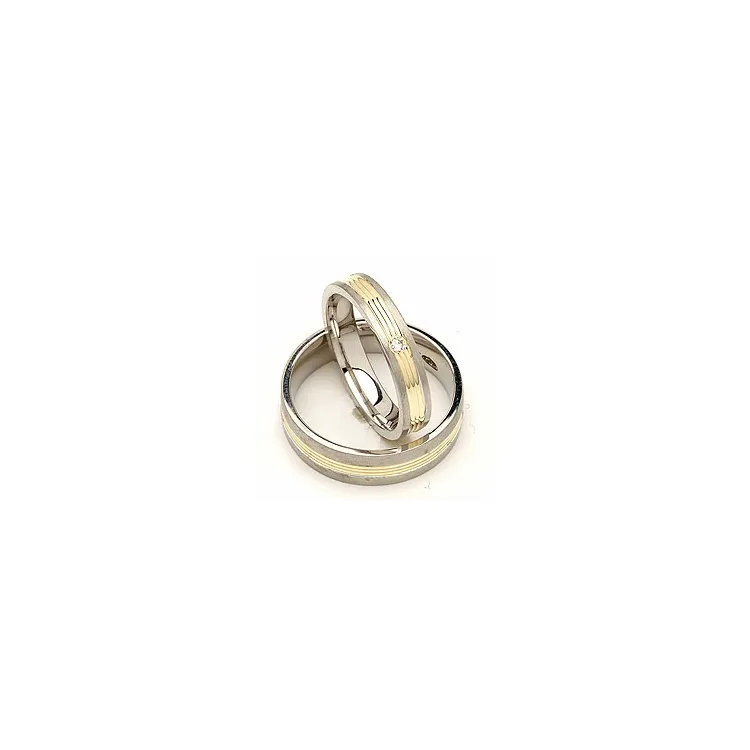 Vihkisormusta hopea ja 14 karaatin kulta 0,025 ct