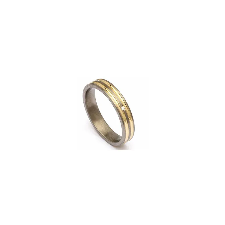 Vihkisormus titaani ja keltakulta 0,025 ct