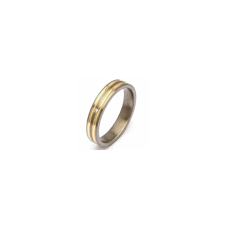 Vihkisormus titaani ja keltakulta 0,025 ct