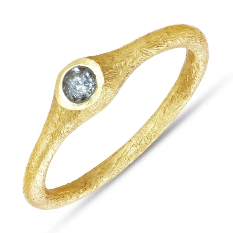 sininen kristalli sormus kullattua hopeaa - Loom Stones