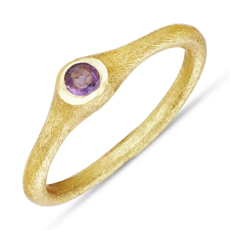 pinkki kristalli sormus kullattua hopeaa - Loom Stones