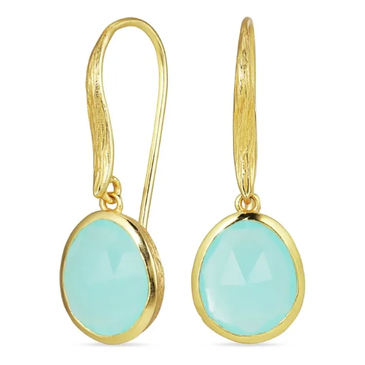 aqua kristalli korvarenkaat  kullattua hopeaa - Loom Stones