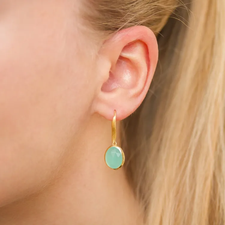 aqua kristalli korvarenkaat  kullattua hopeaa - Loom Stones