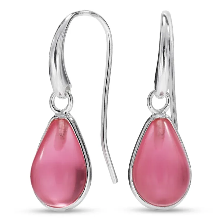 pisara pinkki kristalli korvarenkaat  hopea - Loom Stones