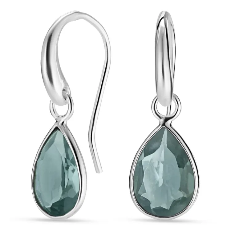 pisara aqua kristalli korvarenkaat  hopea - Loom Stones