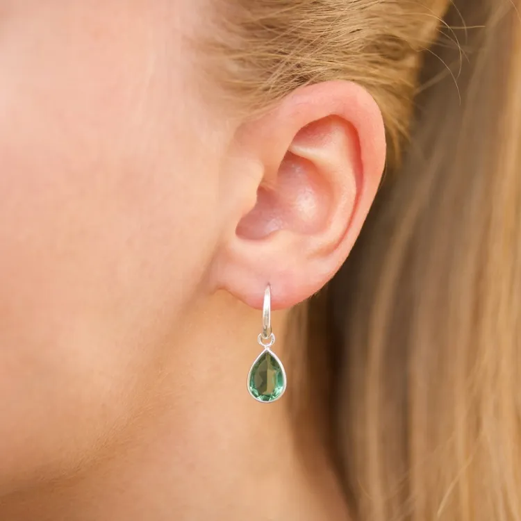pisara aqua kristalli korvarenkaat  hopea - Loom Stones
