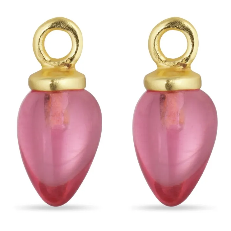 pinkki kristalli riipuksia korvakoruja  kullattu hopea - Mix & Match