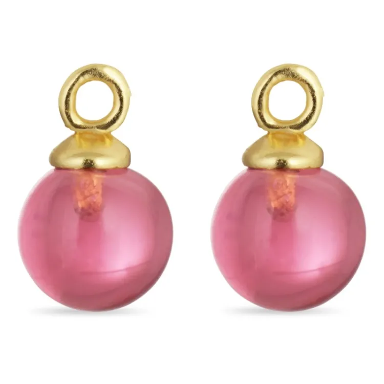 8 mm pinkki kristalli riipuksia korvakoruja  kullattu hopea - Mix & Match