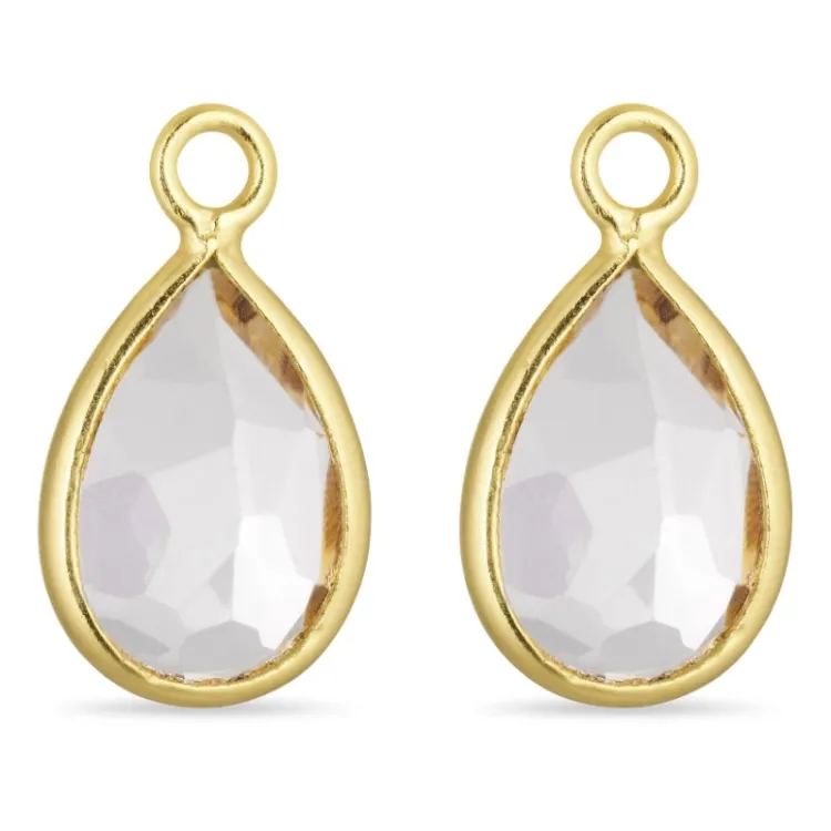 pisara kirkas quartz riipuksia korvakoruja  kullattu hopea - Mix & Match
