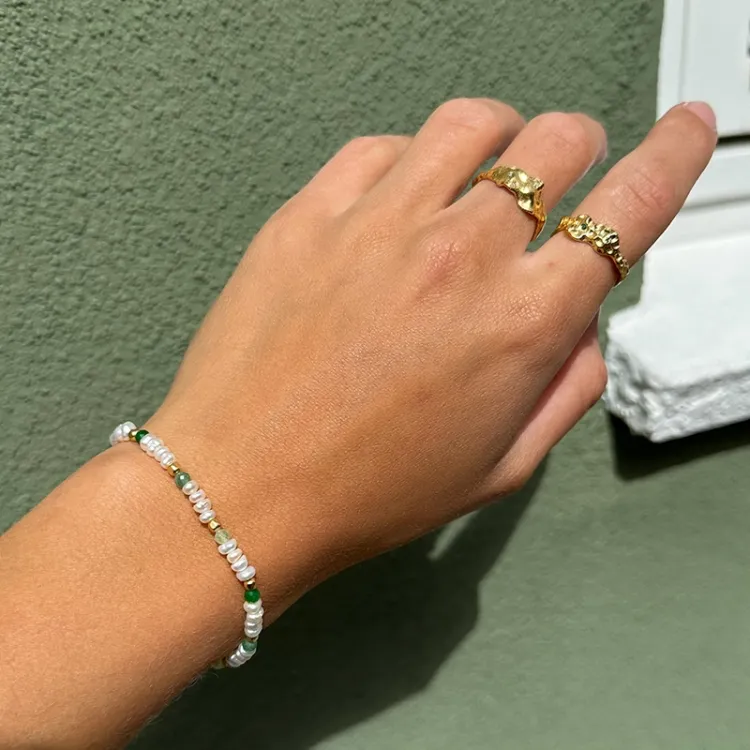 kivi rannekoru kullattua hopeaa  x   - Loom Stones
