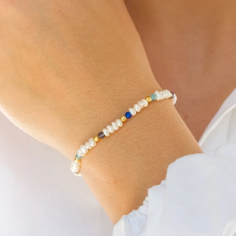 kivi rannekoru kullattua hopeaa  x   - Loom Stones