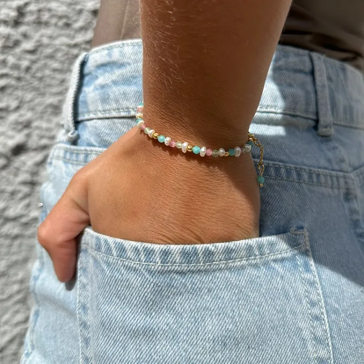 kivi rannekoru kullattua hopeaa  x   - Loom Stones