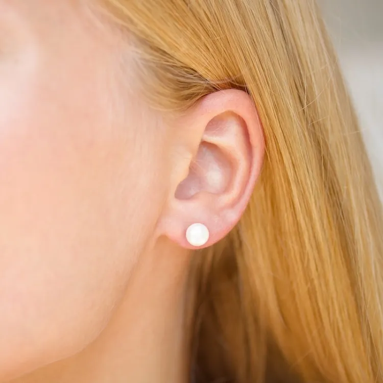7 mm helmi nappikorvakorut  kullattua hopeaa