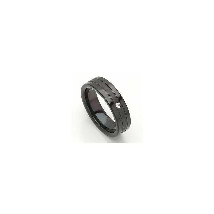 Vihkisormus musta teräs 0,025 ct