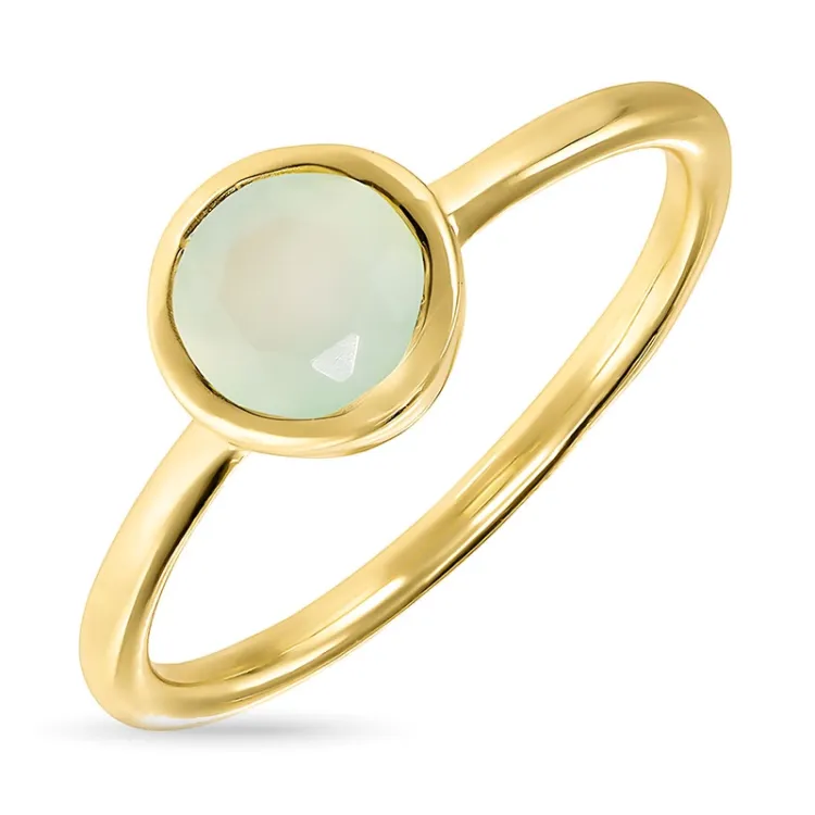 pyöreä prehnite sormus kullattua hopeaa - Loom Stones
