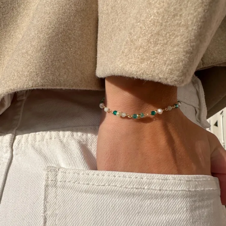 sininen rannekoru kullattua hopeaa - Loom Stones