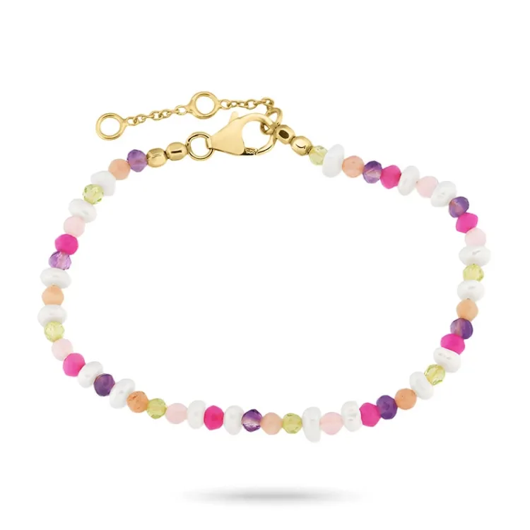 pinkki rannekoru kullattua hopeaa  x 4,5 mm  - Loom Stones