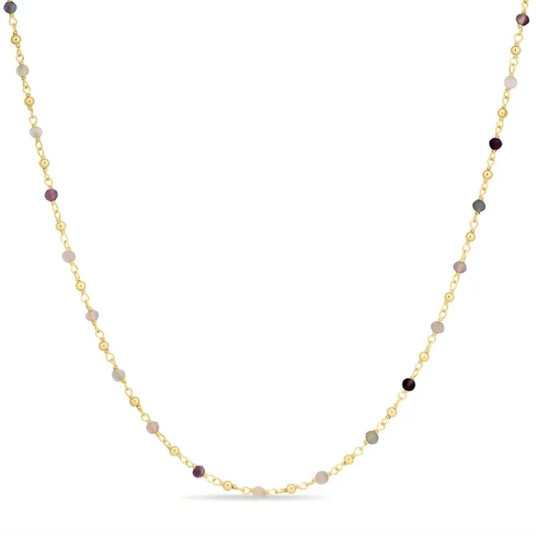 monivärinen kaulaketju kullattua hopeaa  x 2,8 mm  - Loom Stones