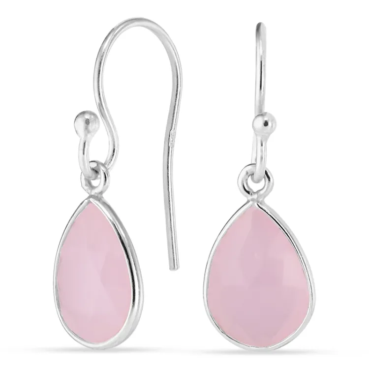 pisara pinkki kristalli korvarenkaat  hopea - Loom Stones
