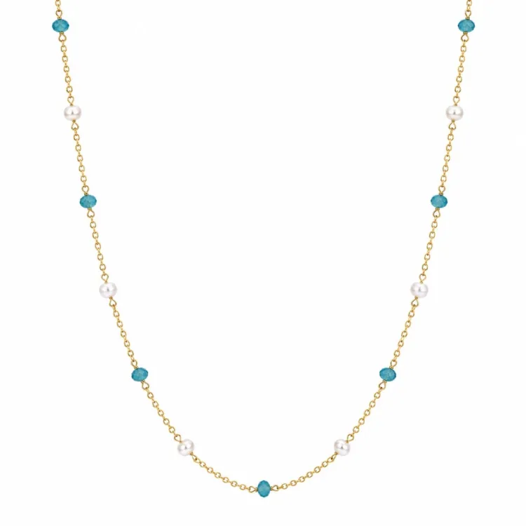 sininen kaulaketju kullattua hopeaa - Loom Stones