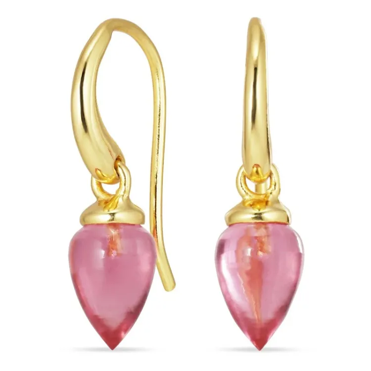 pinkki kristalli korvarenkaat  kullattu hopea - Loom Stones