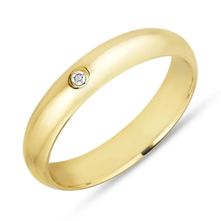 Vihkisormus 14 karaatin kultaa 0,025 ct